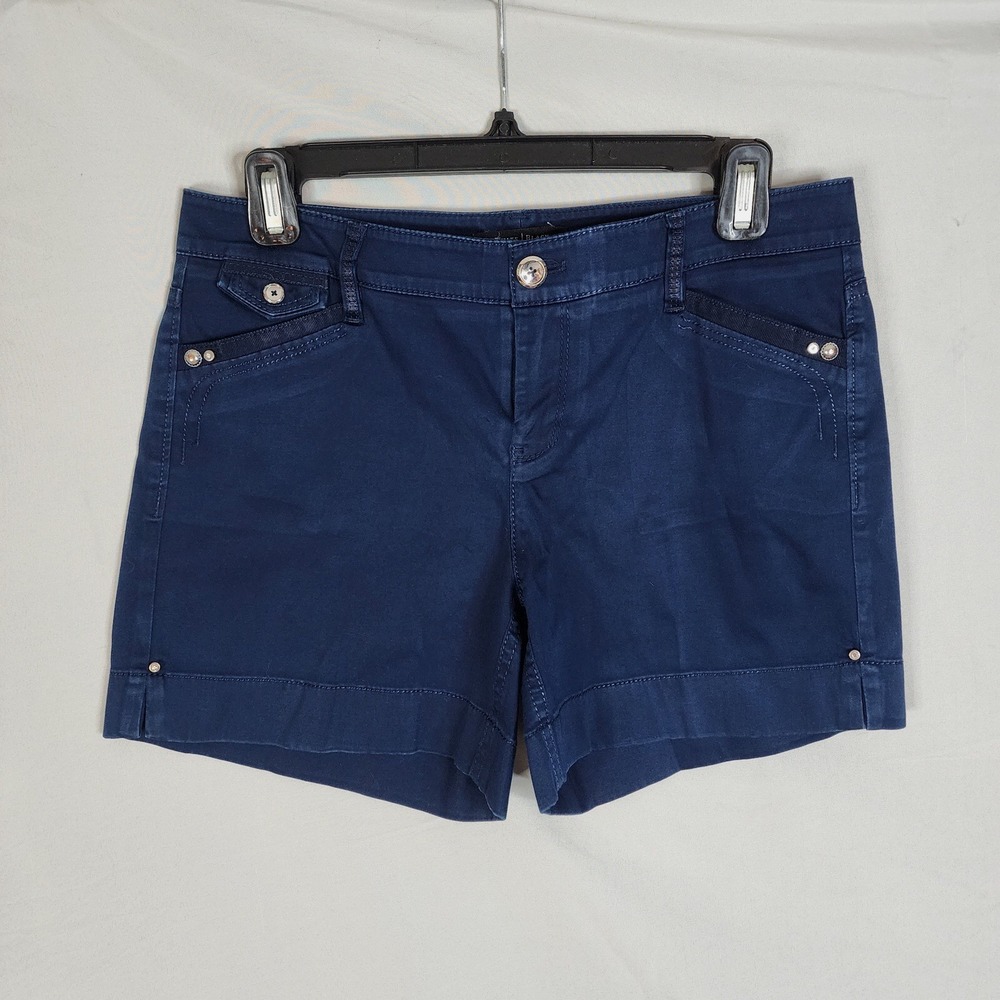 WHBM Size 2 Navy Blue Rhinestone‎ Ribbon Embellished Cotton Stretch Chino Shorts